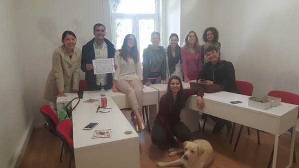 Graduating from our Language Class at Portuguese Connection in Lisbon