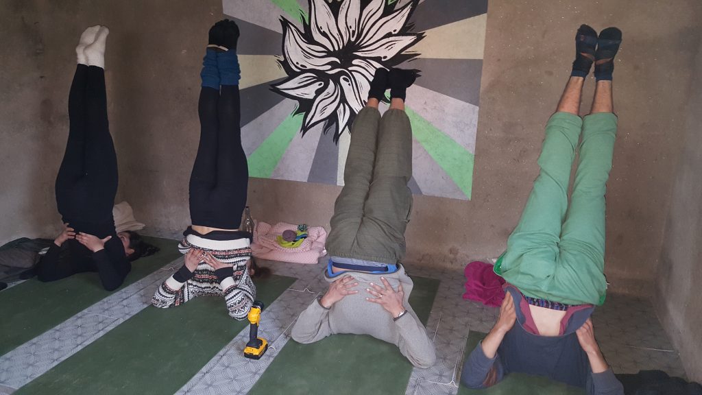 Upside down yoga in our yoga room