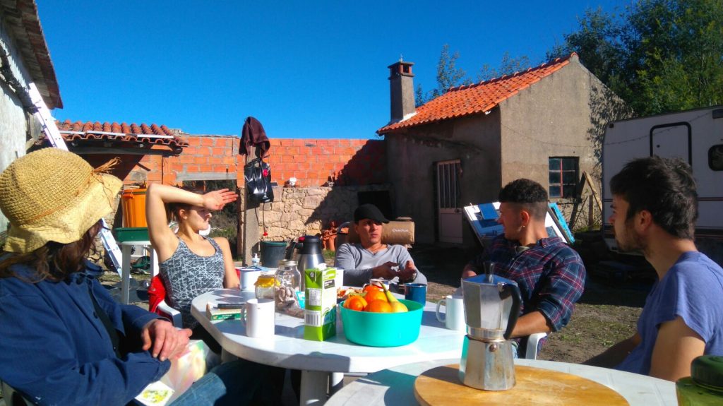 Enjoying lunch in the sun in January