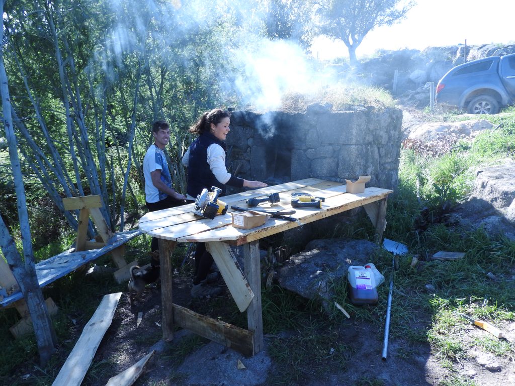cooking in the stone oven