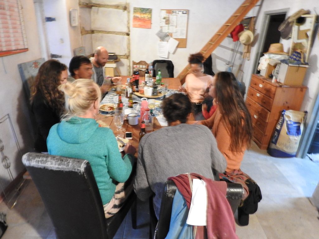 Eating inside the community house