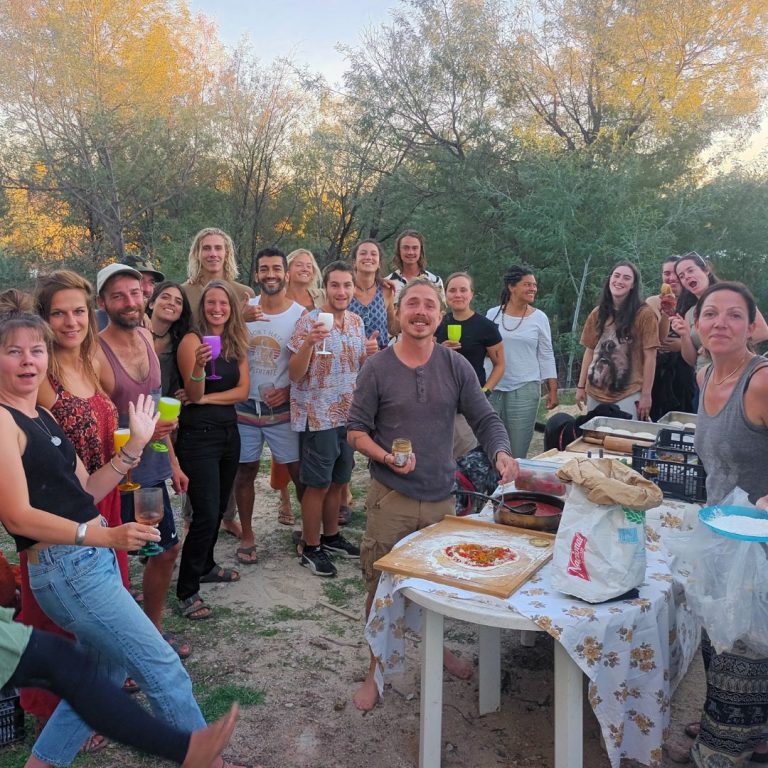 Celebration on the last night at our stone pizza oven