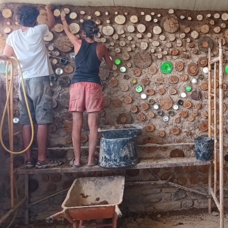 Natural Building - Cordwood in the yoga room