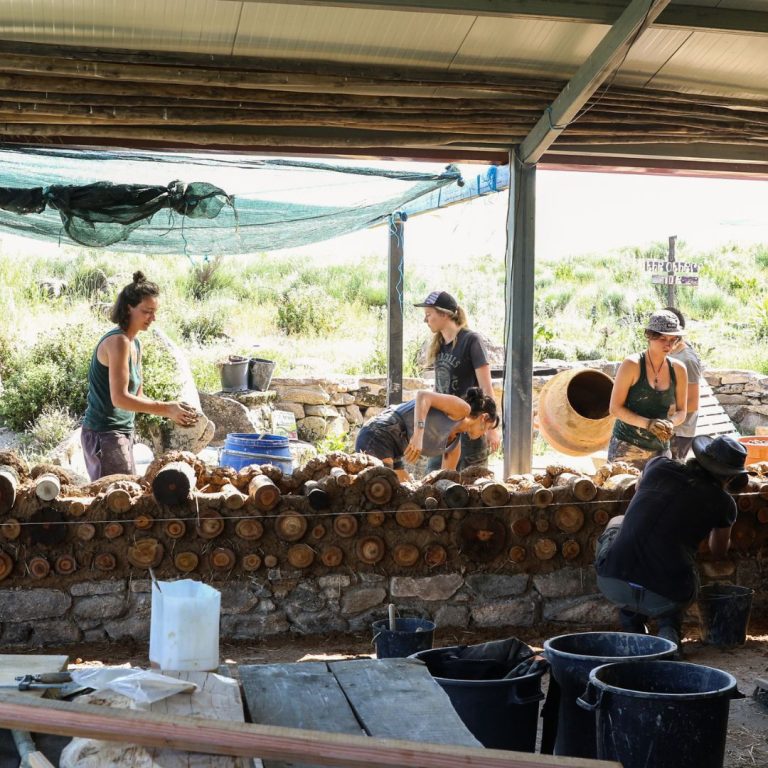 Natural Building - Cordwood in yoga room