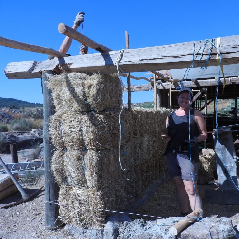 Natural Building - Straw bale wall in the barn